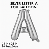 Silver Letter "A" Foil Balloon - Metallic Finish